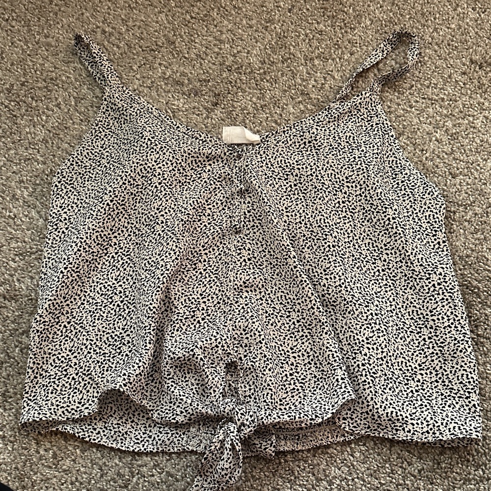 Women's Black and White Spotted Top